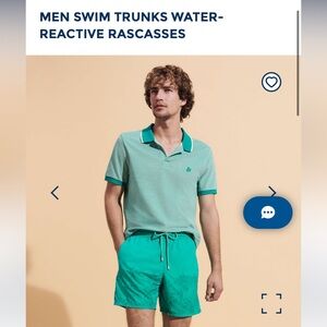 NWT Vilebrequin MEN SWIM TRUNKS WATER-REACTIVE RASCASSES. Color: tropezian green